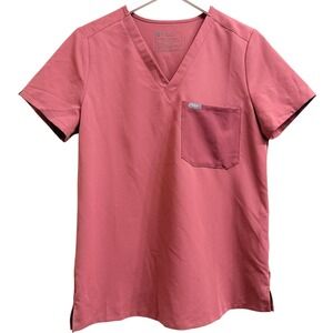FIGS‎ Scrub Catarina One-Pocket Top V Neck Short Sleeve Mauve Pink Size Small